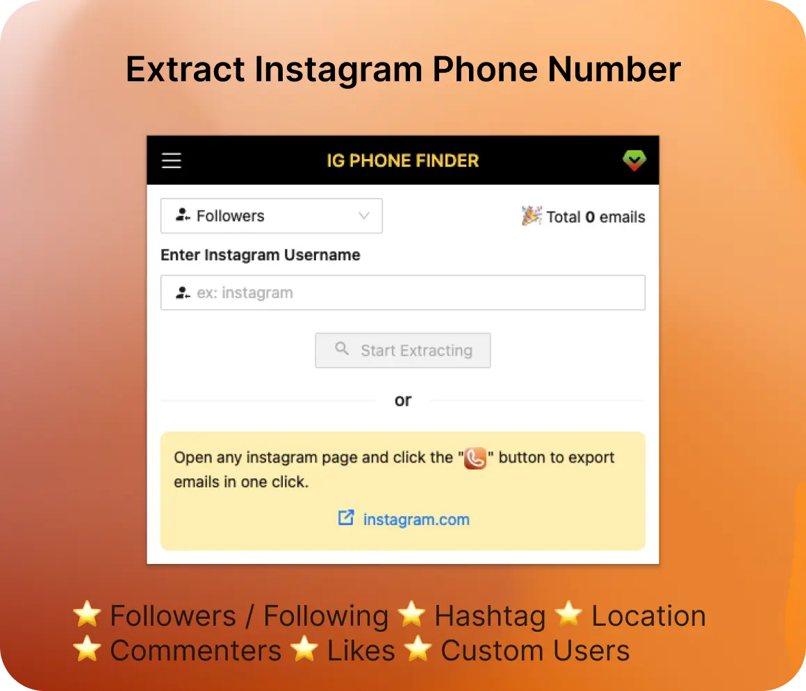 IG Phone Number Finder Screenshot